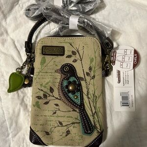 Chala Canvas Bird Crossbody with Green and Brown Accents